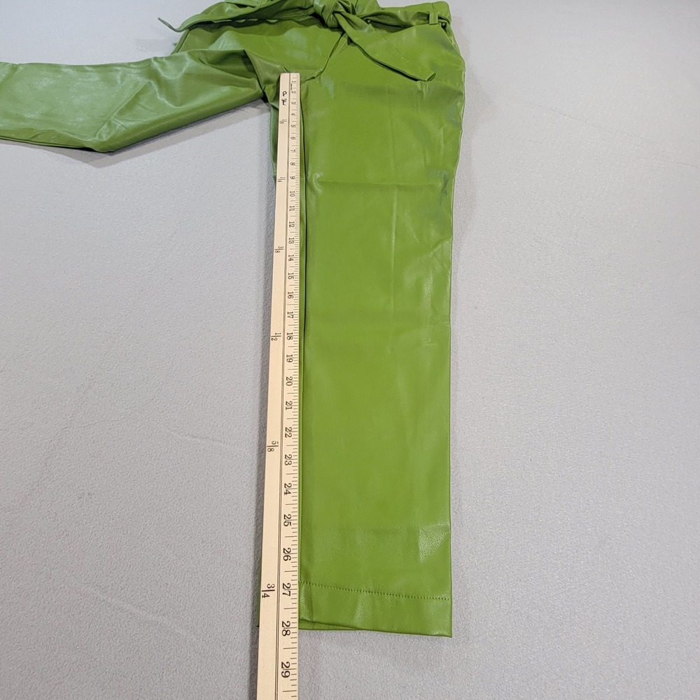 New York & Company Faux Leather Paperbag Pants Lime Green Women's Size 8 NWT - Picture 6 of 10